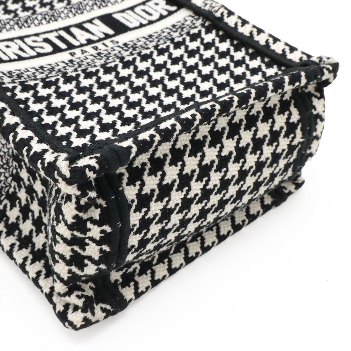 Dior Book Tote Phone Mini Bag 2-Way Canvas Houndstooth Black White — view 3