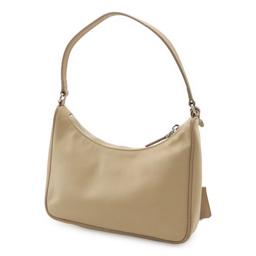 Prada Triangle Logo Pouch Mini Bag Re Edition Nylon Cammello Beige — view 2