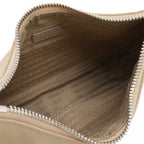 Prada Triangle Logo Pouch Mini Bag Re Edition Nylon Cammello Beige — view 7
