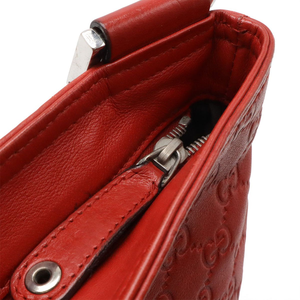 Gucci Guccissima Sherry Line Shoulder Bag Leather Red Silver Beijing Olympics — view 5