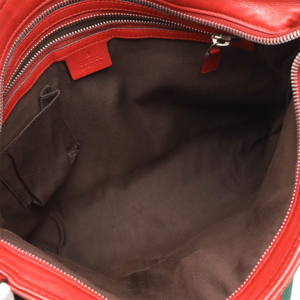 Gucci Guccissima Sherry Line Shoulder Bag Leather Red Silver Beijing Olympics — view 7