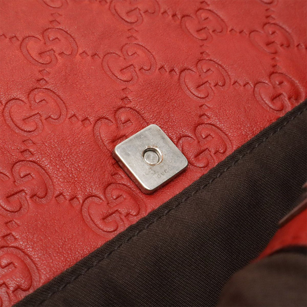 Gucci Guccissima Sherry Line Shoulder Bag Leather Red Silver Beijing Olympics — view 9