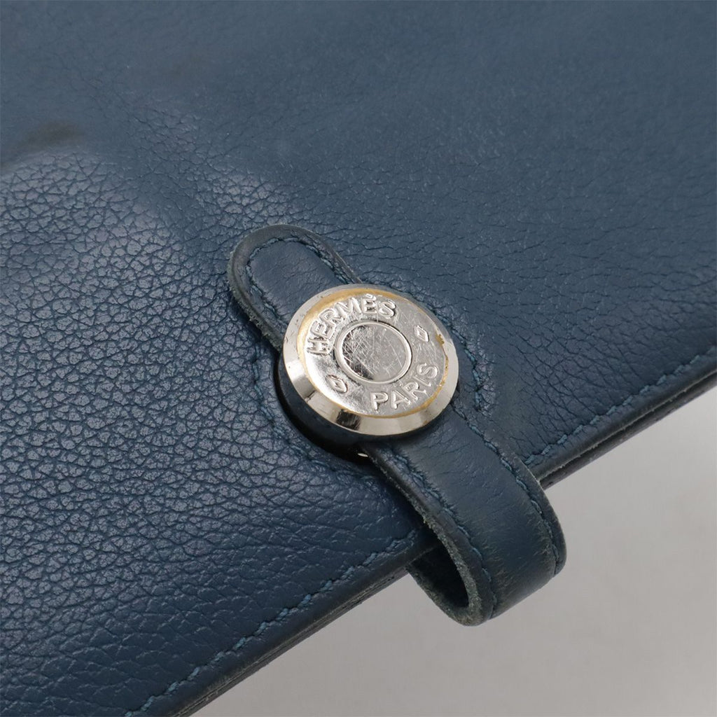 Hermes Dogon Recto Verso Long Bifold Wallet Leather Blue Silver — view 4