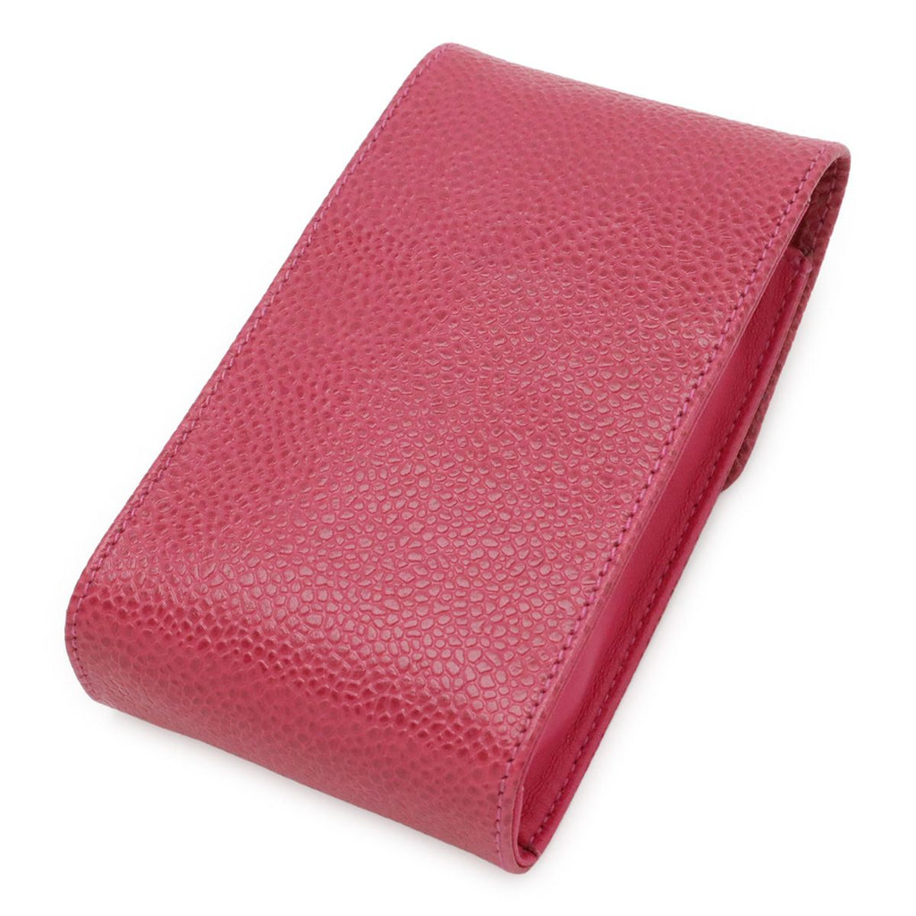Chanel CC Logo Cigarette Case Tobacco Iqos Pouch Caviar Leather Fuchsia Pink — view 2