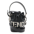 Fendi Logo Mon Tresor Mini Bag Drawstring 2-Way Leather Black Silver