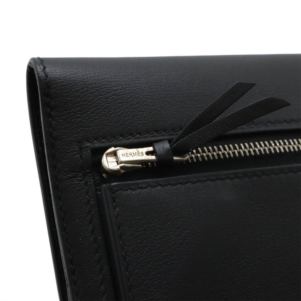 Hermes Dogon Rectoverso Long Bifold Wallet Veau Swift Black Silver — view 6