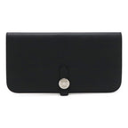 Hermes Dogon Rectoverso Long Bifold Wallet Veau Swift Black Silver
