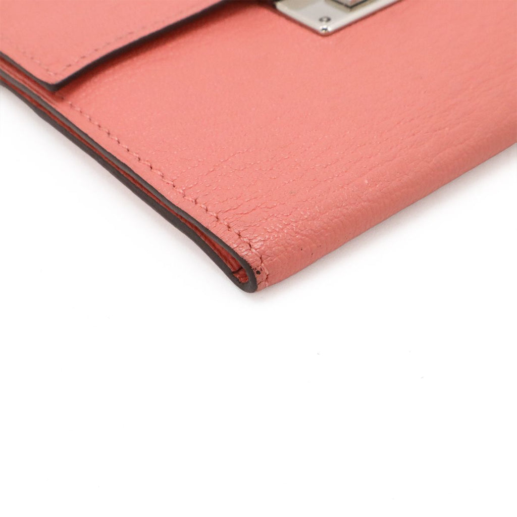 Hermes Click Mini Card Case Trifold Wallet Chevre Leather Roseate Pink Silver — view 3