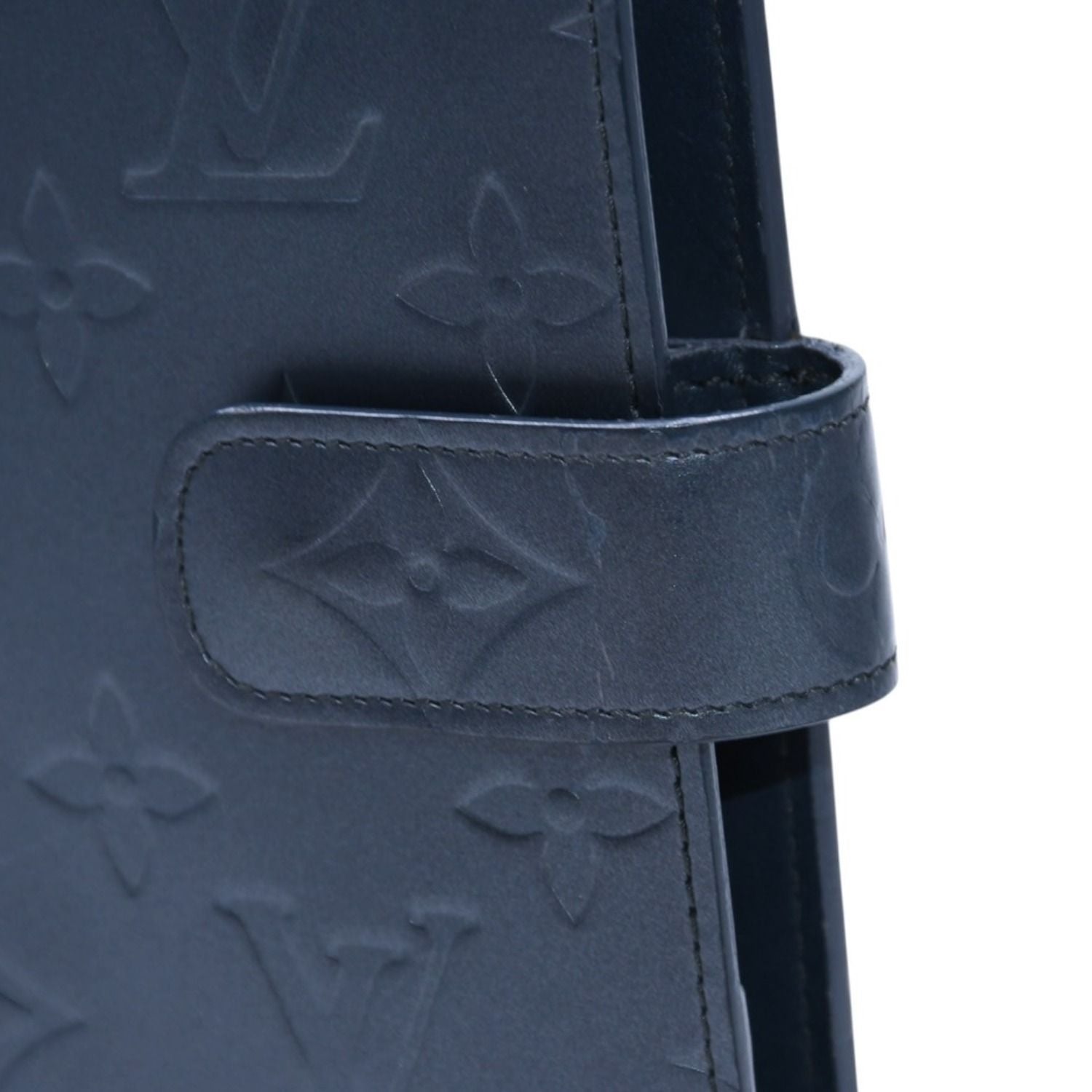 Louis Vuitton Agenda MM Monogram Matte Notebook Cover Metallic Noir Leather — view 6