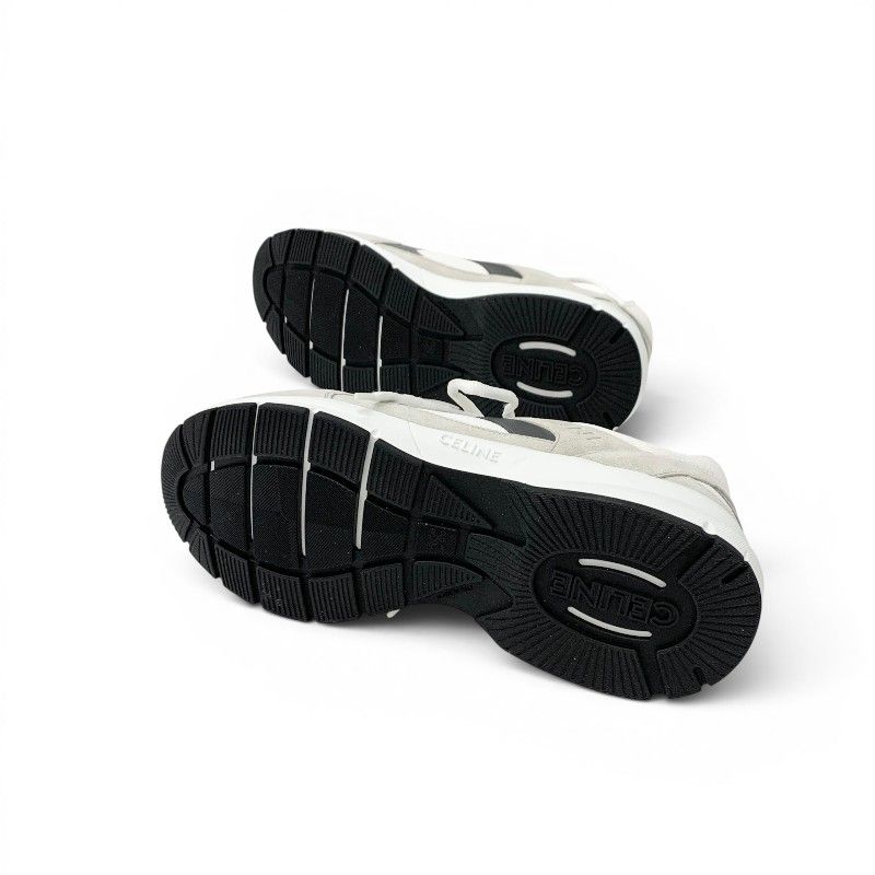 Celine Sneakers Mesh Suede Leather White Gray Logo — view 6