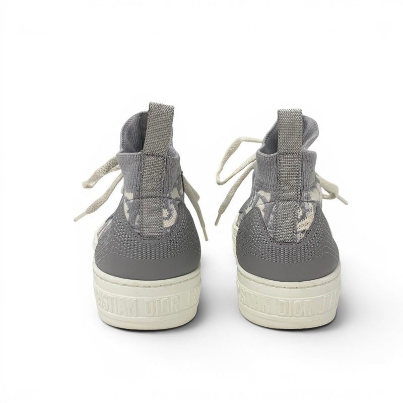 Dior Walk'n' Sneakers Fabric Leather Gray Ivory Logo Knit — view 5