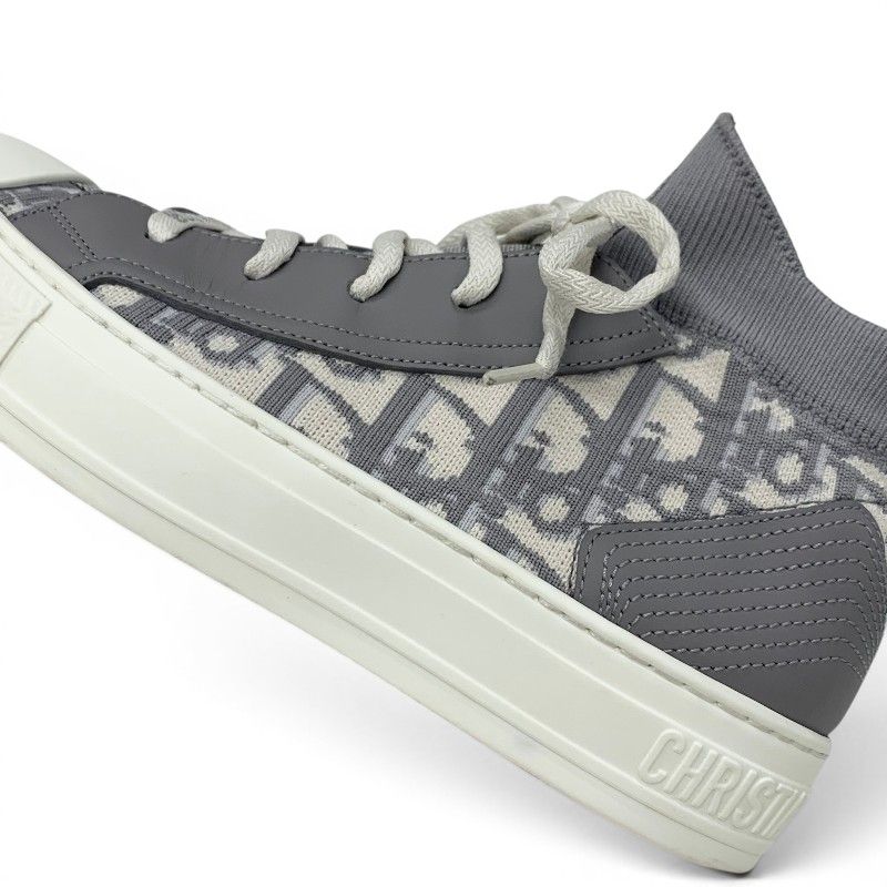 Dior Walk'n' Sneakers Fabric Leather Gray Ivory Logo Knit — view 9
