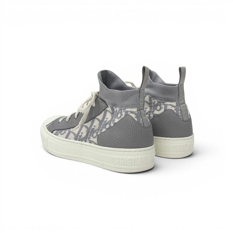 Dior Walk'n' Sneakers Fabric Leather Gray Ivory Logo Knit — view 4