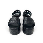 Chanel Sandals Shoes Leather Black Gold CC Logo Quilted Strap — view 2