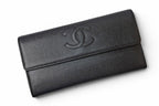 Chanel Wallet Caviar Leather Black CC Logo — view 2