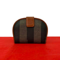 Fendi Vintage Pecan Pattern FF Logo Wallet Leather Bifold Mini Brown