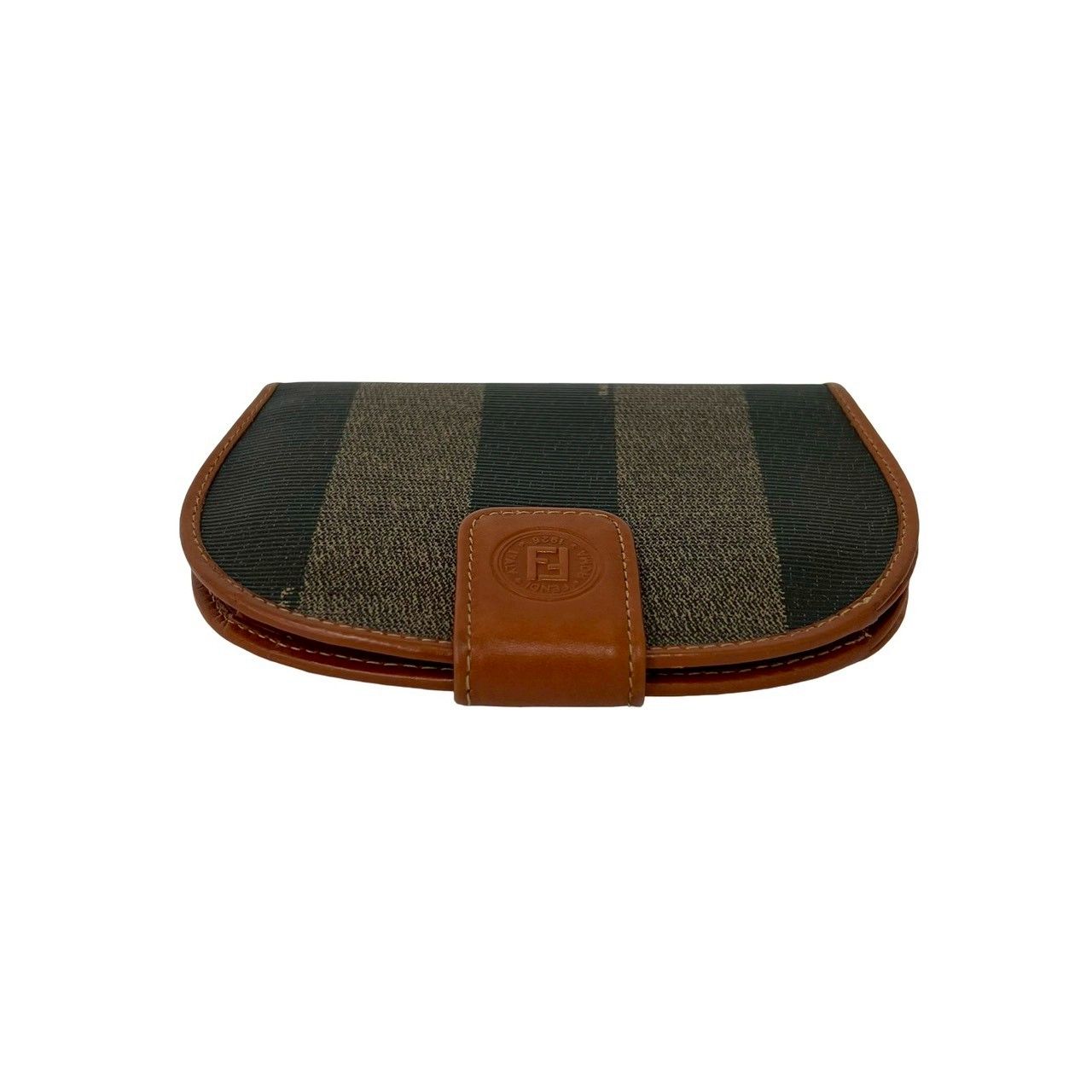 Fendi Vintage Pecan Pattern FF Logo Wallet Leather Bifold Mini Brown — view 3