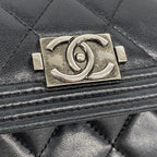 Chanel Wallet Boy Lambskin Black Silver — view 8
