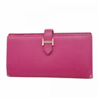 Hermes Wallet Bearn Souffle Veau Epsom Rosepurple Silver