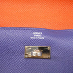Hermes Wallet Kelly Verso Veau Epsom Blue Brighton Capucines Silver — view 4