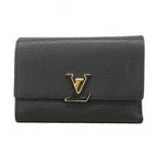 Louis Vuitton Trifold Wallet Taurillon Portefeuille Capucines Compact Noir