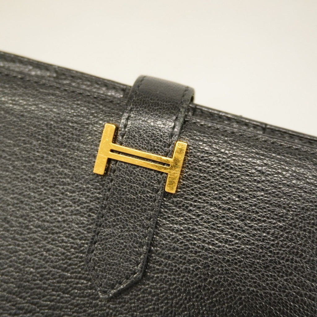 Hermes Wallet Bearn Souffle Chevre Misor Black Gold — view 8