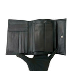 Prada Triangle Logo Tessuto Nylon Leather Trifold Wallet Black — view 7