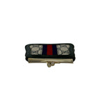 Gucci Sherry Line GG Logo Pattern Leather Kiss Lock Coin Case Navy — view 3