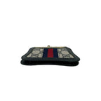 Gucci Sherry Line GG Logo Pattern Leather Kiss Lock Coin Case Navy — view 6