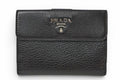 Prada Wallet Trifold Fold Antique Metal Nero Black