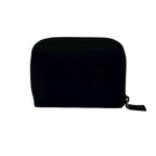 Prada Triangle Logo Tessuto Nylon Saffiano Leather Round Zip Bifold Wallet Black — view 2