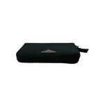 Prada Triangle Logo Tessuto Nylon Saffiano Leather Round Zip Bifold Wallet Black — view 3