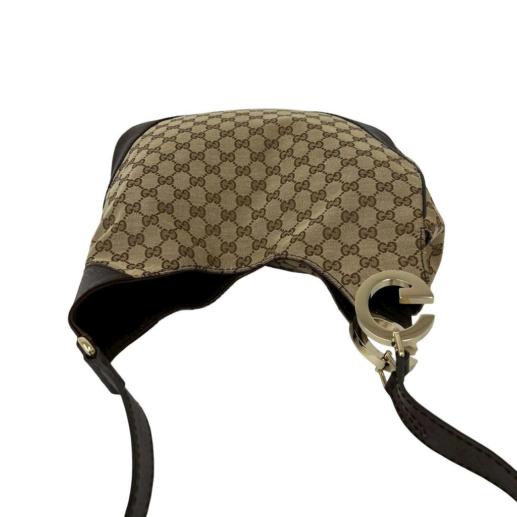 Gucci Logo GG Pattern Canvas Leather Shoulder Bag Brown Beige — view 4