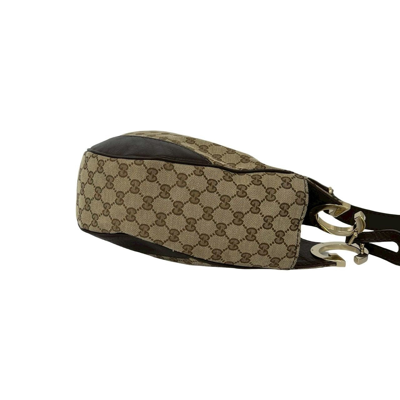 Gucci Logo GG Pattern Canvas Leather Shoulder Bag Brown Beige — view 6