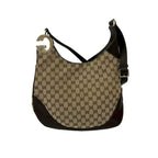 Gucci Logo GG Pattern Canvas Leather Shoulder Bag Brown Beige — view 3