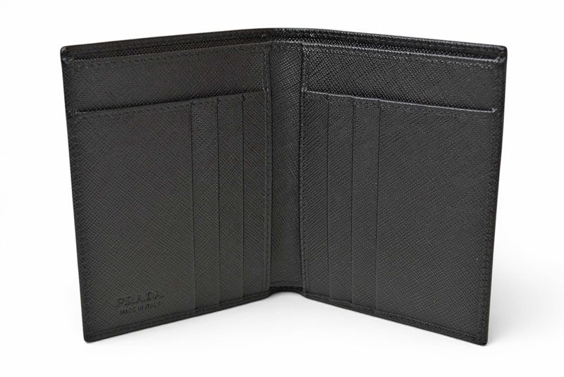 Prada Wallet Billfold Card Case Bifold Folding Saffiano Leather Black — view 5
