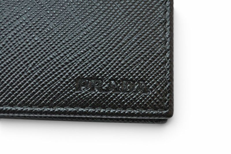 Prada Wallet Billfold Card Case Bifold Folding Saffiano Leather Black — view 4