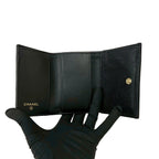 Chanel Card with Boy CC Logo Caviar Leather Trifold Wallet Black — view 7