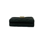 Chanel Card with Boy CC Logo Caviar Leather Trifold Wallet Black — view 3