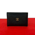 Chanel CC Logo Caviar Leather Card Case Black