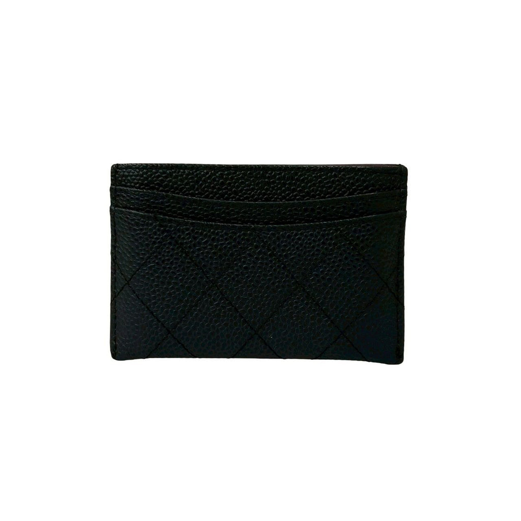 Chanel CC Logo Caviar Leather Card Case Black — view 2
