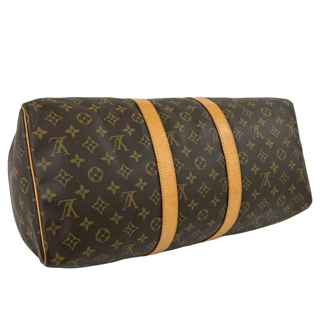 Louis Vuitton Keepall 45 Monogram Leather Boston Bag Brown with Lock — view 7
