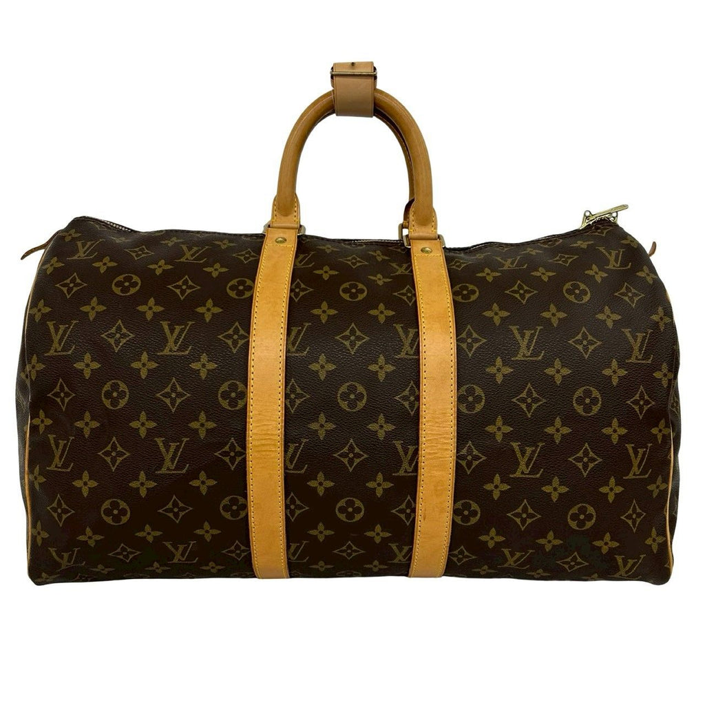 Louis Vuitton Keepall 45 Monogram Leather Boston Bag Brown with Lock — view 3