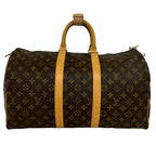 Louis Vuitton Keepall 45 Monogram Leather Boston Bag Brown with Lock — view 3