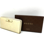 Gucci Wallet Guccissima Round Zip Leather White Card Billfold Coin