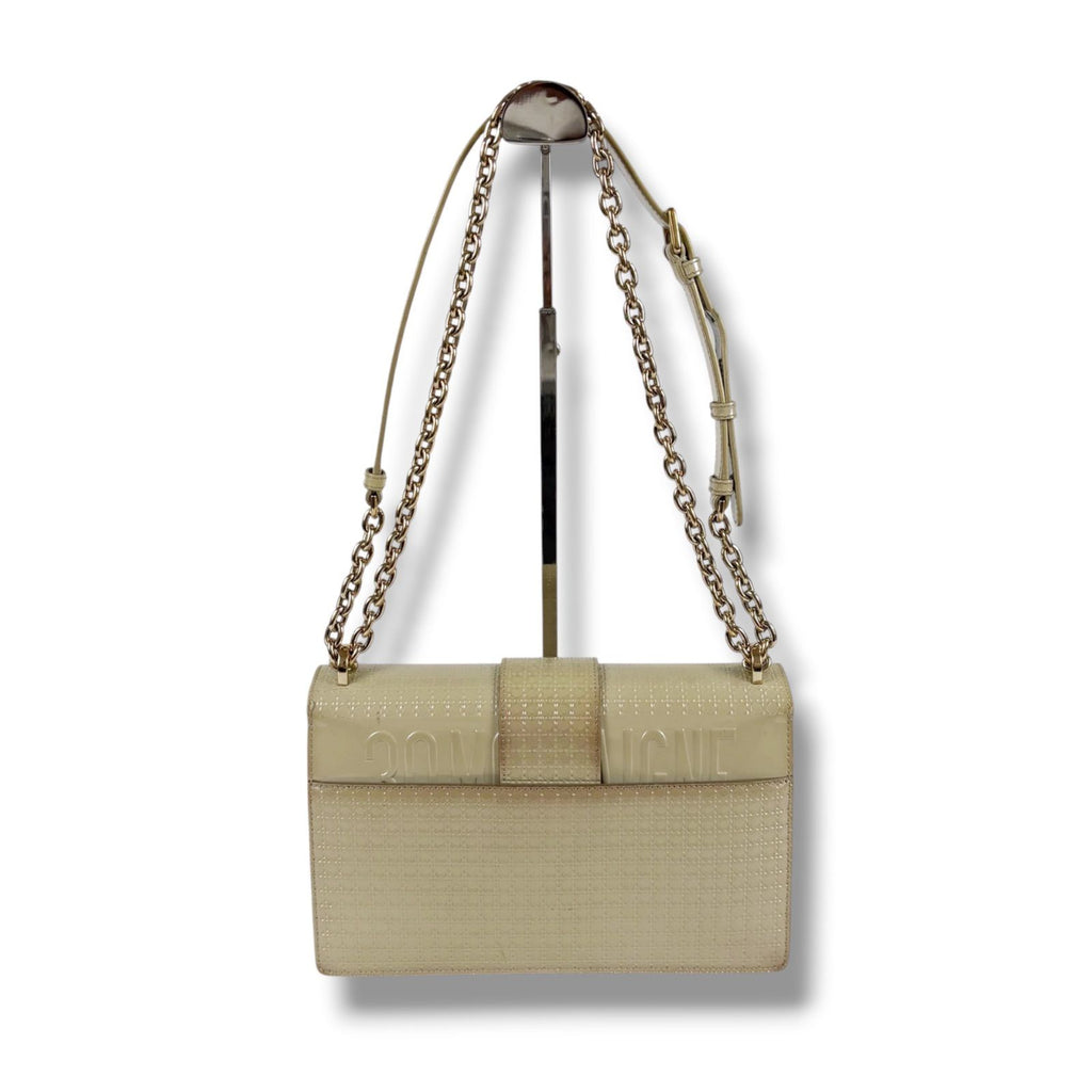 Dior 30 Montaigne 2-Way Chain Shoulder Bag Patent Leather Beige Cream CD Logo — view 3