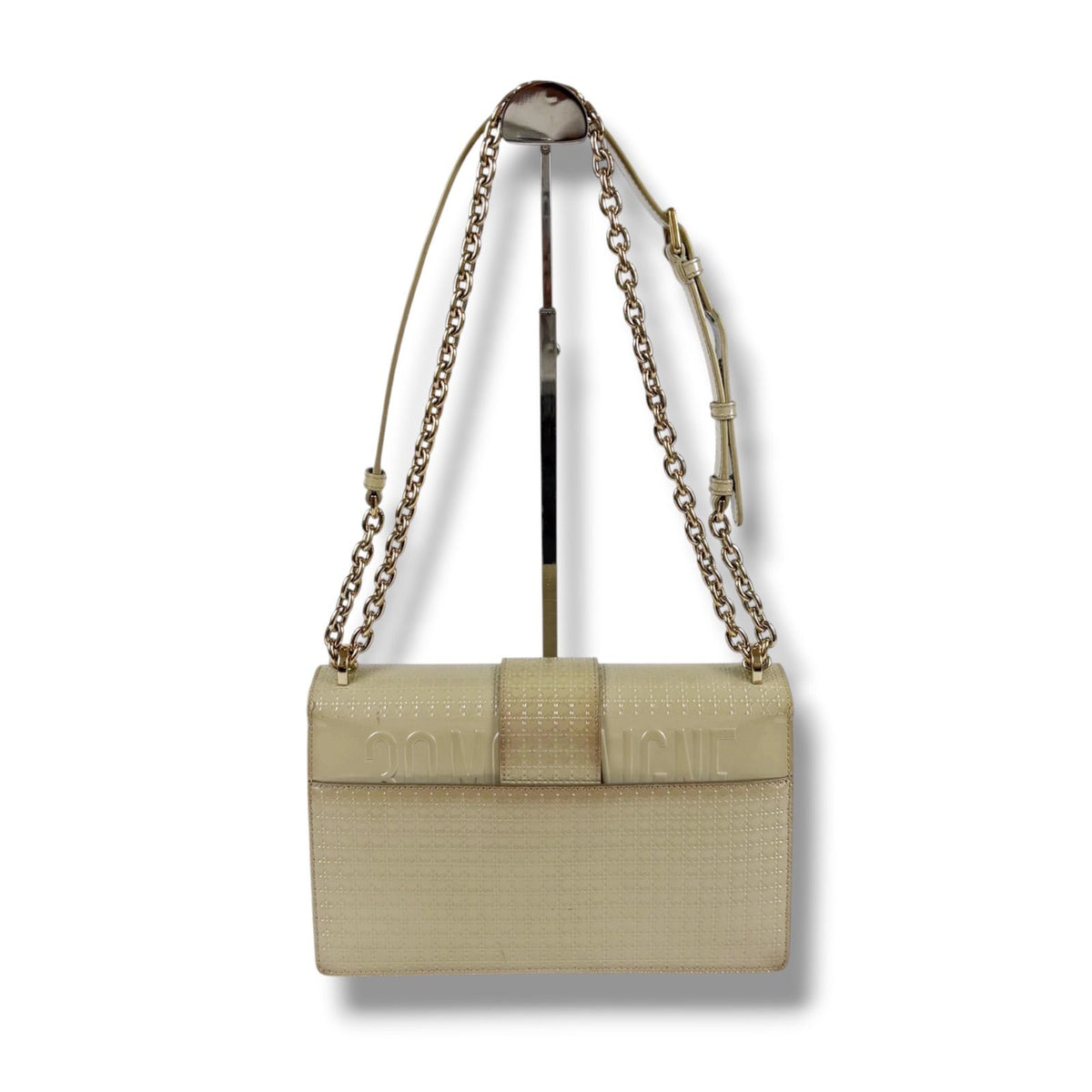 Dior 30 Montaigne 2-Way Chain Shoulder Bag Patent Leather Beige Cream CD Logo — view 3