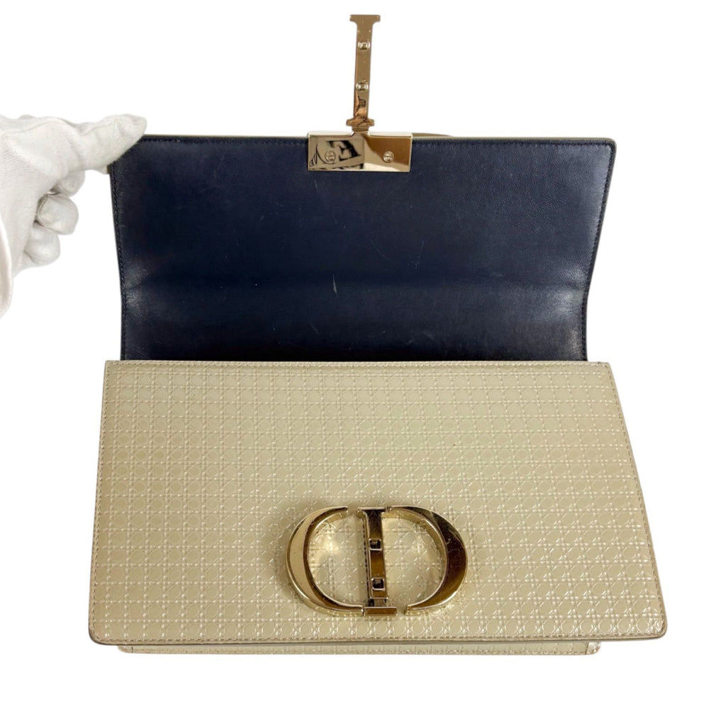 Dior 30 Montaigne 2-Way Chain Shoulder Bag Patent Leather Beige Cream CD Logo — view 4