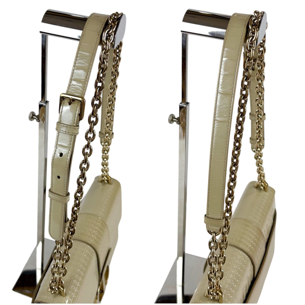 Dior 30 Montaigne 2-Way Chain Shoulder Bag Patent Leather Beige Cream CD Logo — view 8
