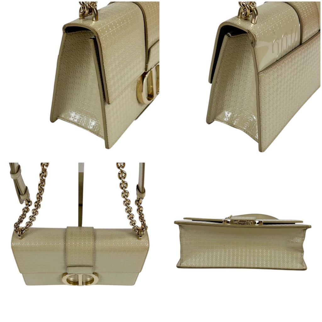 Dior 30 Montaigne 2-Way Chain Shoulder Bag Patent Leather Beige Cream CD Logo — view 5